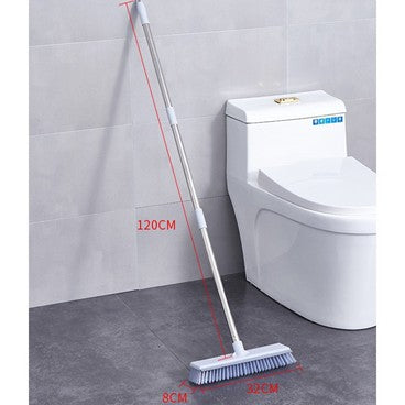 Bubzellacosh Heavy-Duty Floor Scrub Brush with Squeegee - Adjustable Long Handle Scrubber for Bathroom Tile & Grout - Ergonomic 2-in-1 Deep Cleaning Tool